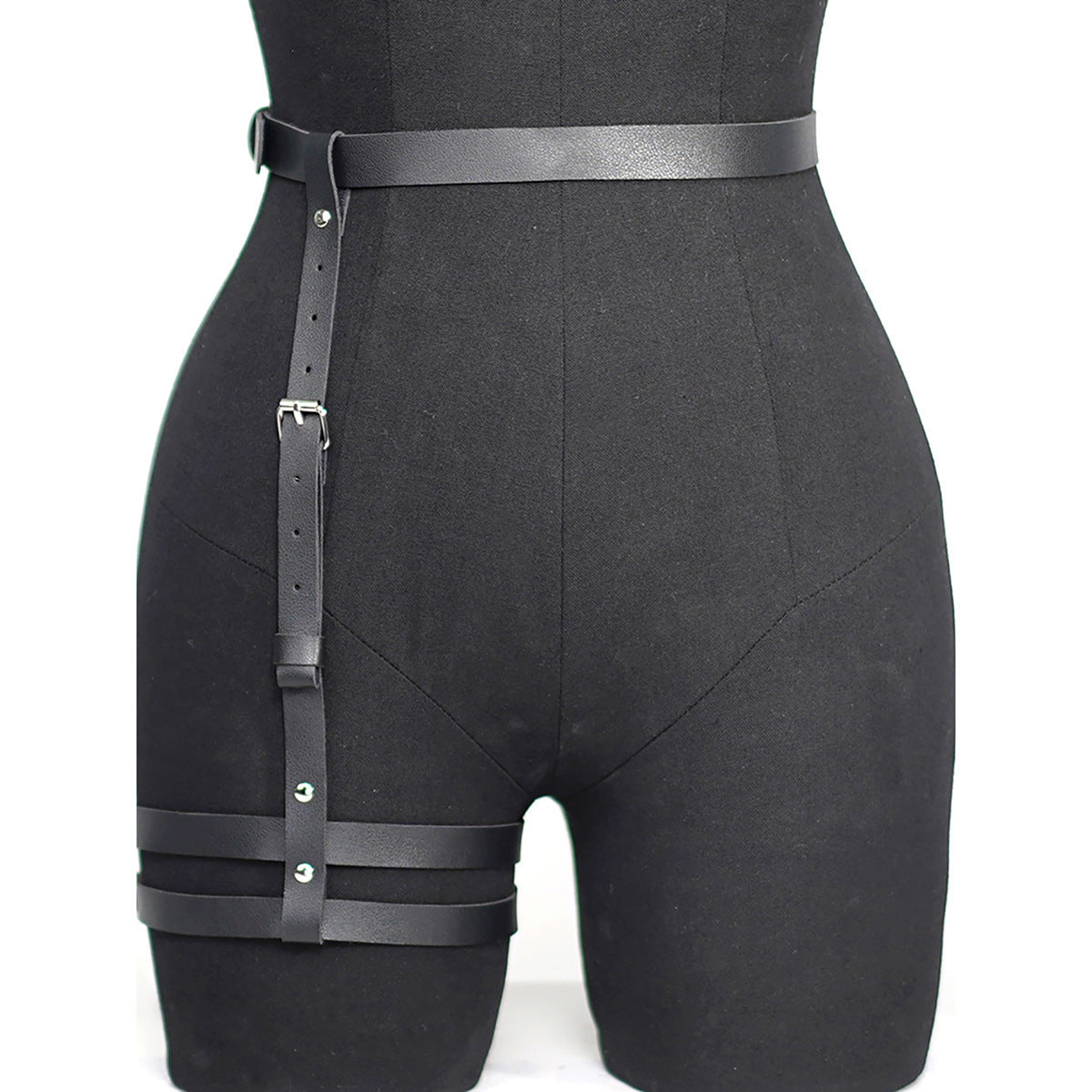 Faux Leather Thigh to Waist Harness