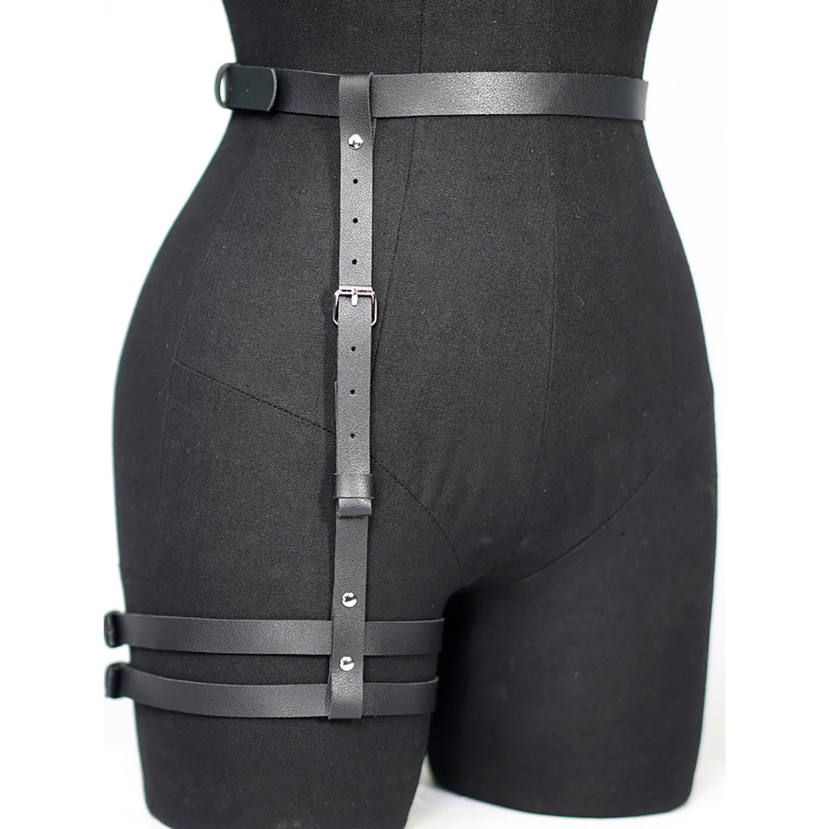 Faux Leather Thigh to Waist Harness