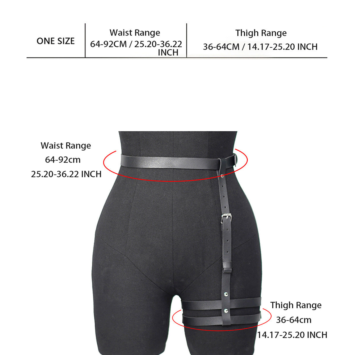 Faux Leather Thigh to Waist Harness